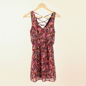 Sweet Rain Summer Flower Dress Lace Up Back Small
